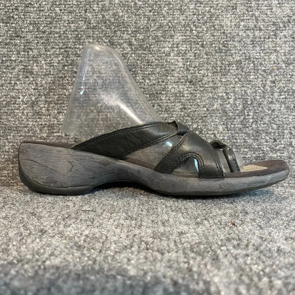 Merrell Black Leather Slide Sandals Comfort Walking Slip On Shoes Womens 8